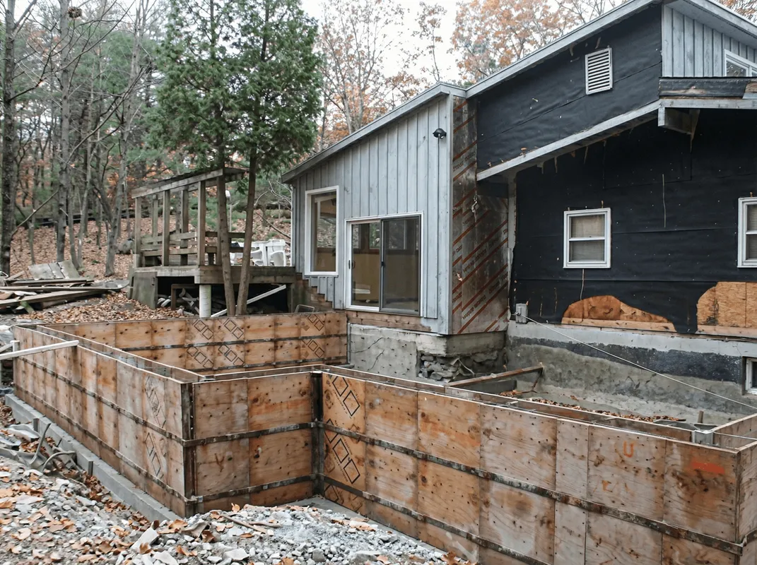 Prepared site with foundation forms for home remodeling and addition project in Indianapolis, IN